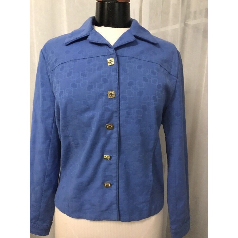 St. John Women's Blazer Blue Five Button Two Pocket Blazer Size Small